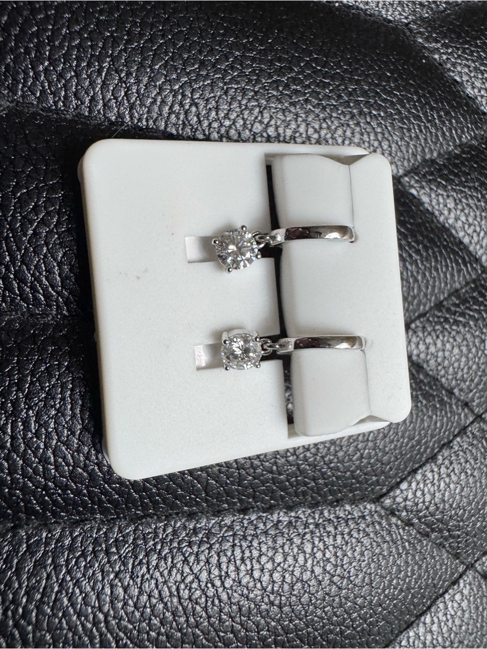 Silver Solitaire Moissanite Hoop Earrings - White